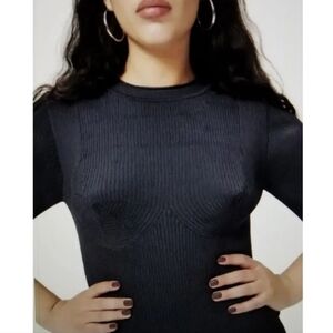 🇺🇸GOOD AMERICAN| Pliated Midnight Blue Bodycon Mini | Sz. 3/L | American, Luxe